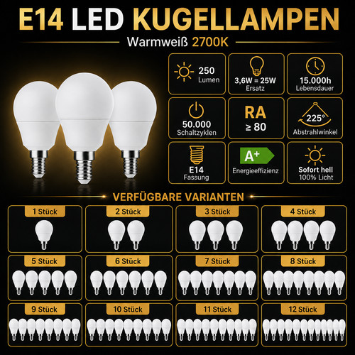 12x e14 led kugel tropfen - 1,