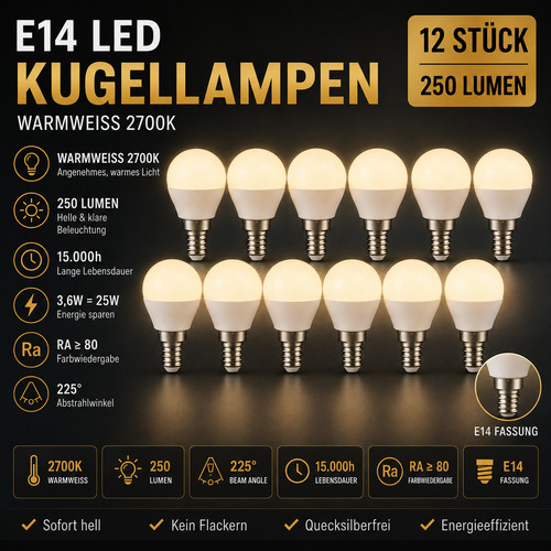 12x e14 led kugel - 1,